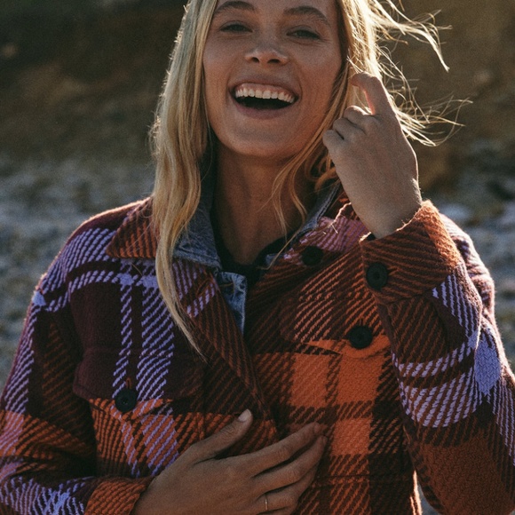 Outerknown Cloud Weave Shirt Jacket in Addison Plaid NWT - Picture 4 of 11